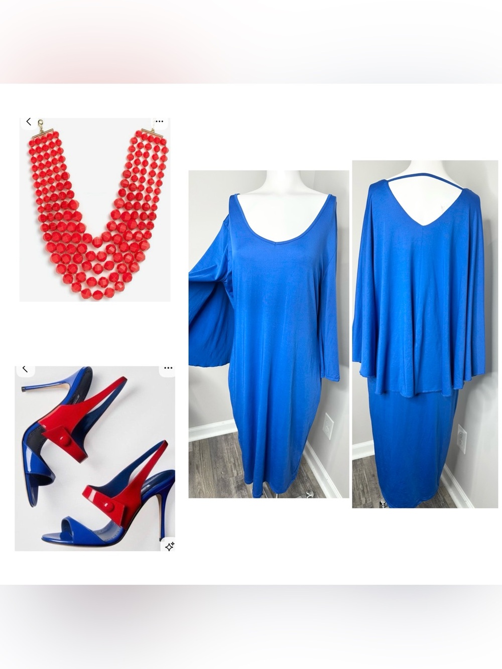 Royal Blue Scoop Neck Dress with cape 2X-3X
